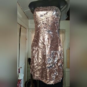 Strapless Sequin Dress in Bronze
